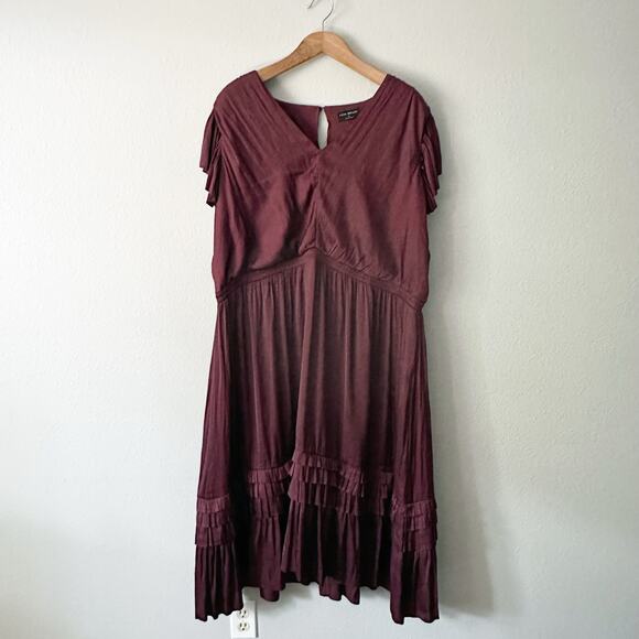 Lane Bryant Short Sleeve Burgundy Draped Midi Dress women's plus size 26 - Picture 2 of 14